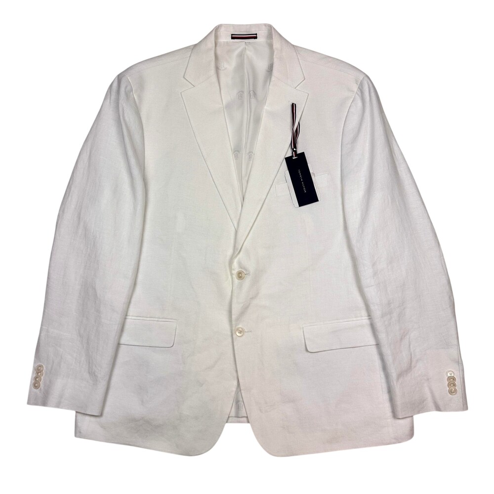 $295 Tommy Hilfiger Conrad Sport Coat Mens 48 R White Linen Blazer Jacket